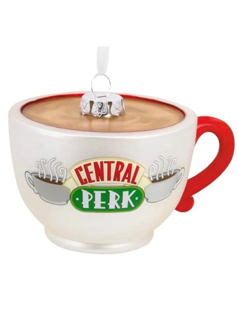 Hallmark Friends Central Perk Cafe Coffee Cup Blown Glass Christmas Ornament-NWT